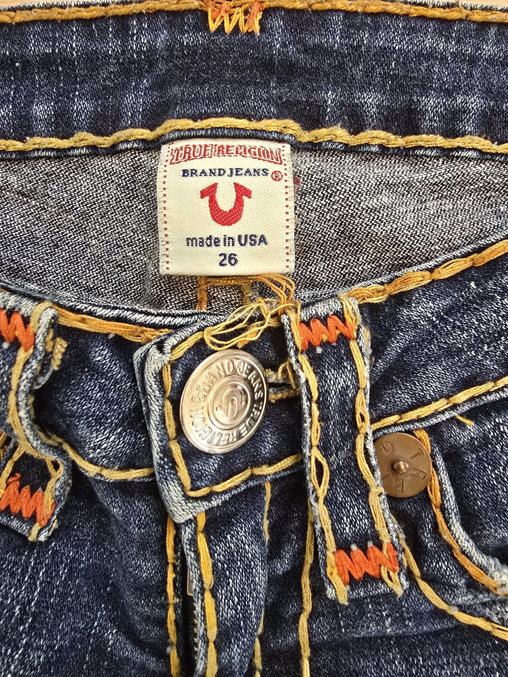 True Religion Joey Bootcut Jeans Women's 26 Dark Wash Flap Pocket Low Rise Y2K - Picture 15 of 16